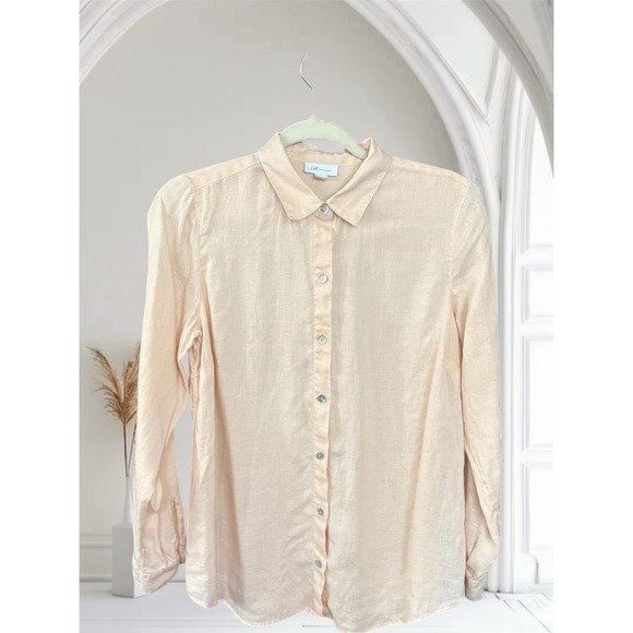 J. Jill Love Linen 100% Linen Essential Shirt Button Up Peach Women's Size XS - Picture 1 of 8